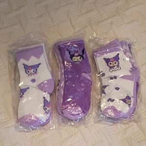 Cute Purple and White Character Socks Set